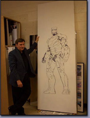 Michigan Artist - James Homer Brown with Science Fiction sketch for recycled art project.   