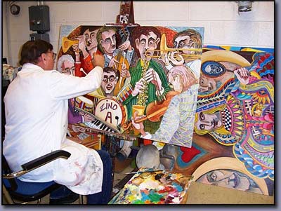 Abstract Artist at Work: James Homer Brown - at work in his studio